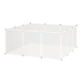Pet Playpen DIY Small Animal Cage Open Enclosure Portable Plastic Fence 12 Panels for Hedgehog Guinea Pig White