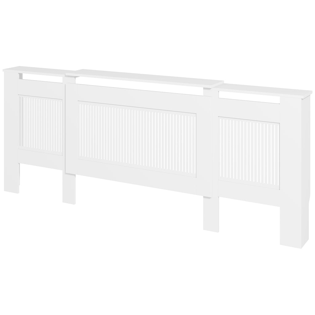 Heizk?rperverkleidung, Lamellendesign, verstellbare L?nge 125-201 cm, MDF, Wei?