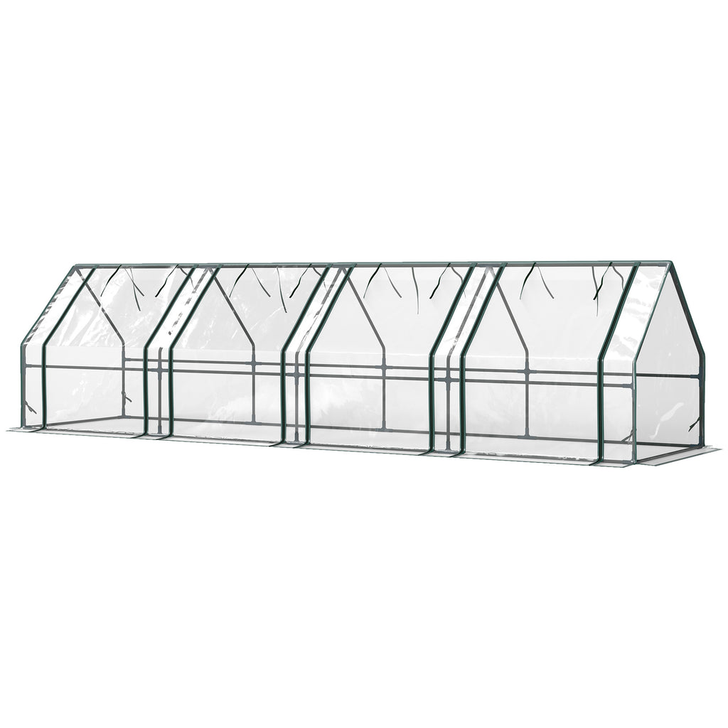 Gewächshaus mit Reißverschlussfenster, winterfest Foliengewächshaus aus Stahl 360 x 90 x 90 cm Transparent