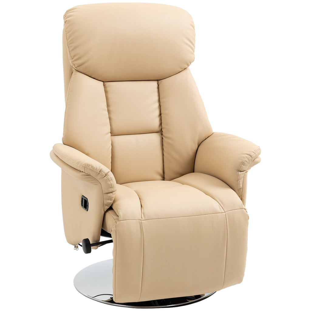 Relaxsessel, Liegefunktion, Lederoptik, Fu?st¨¹tze, bis 150 kg, 78 x 80 x 109 cm, Beige