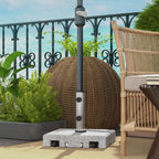 Granite Parasol Base, 28kg Heavy Duty Square Umbrella Stand with Wheels, Retractable Handle, Stainless Steel Tube, Grey