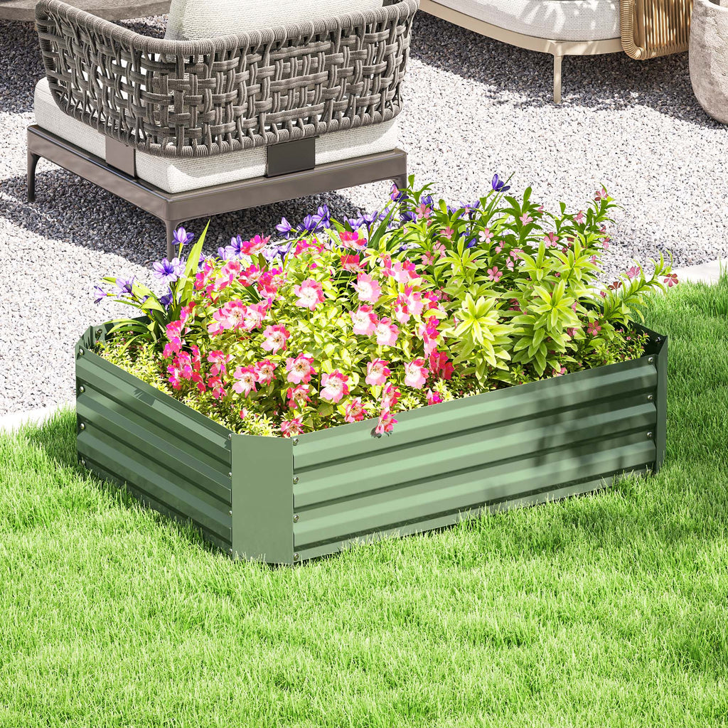 Hochbeet aus verzinktem Stahl, Gartenbeet, Pflanzkasten f¨¹r Garten, Blumenkasten, 120 x 90 x 30 cm, Dunkelgr¨¹n