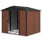 Geräteschuppen aus Metall, wetterfest & rostfrei, abschließbar, 2,40 x 2,06 x 1,98 m, Teak
