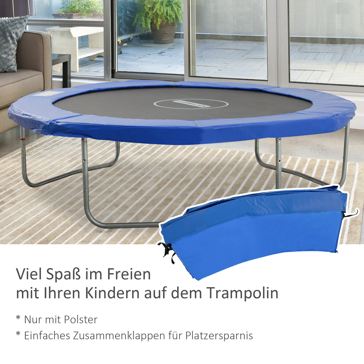 10FT Trampoline Pad, Φ305cm Trampoline Accessories Surround Safety Pad Foam Padding Pads Replacement Spare, Blue