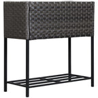 Hochbeet, Blumenkasten, tiefe Ablage, Metallrahmen/Polyrattan, 70 x 30 x 70 cm, Dunkelbraun