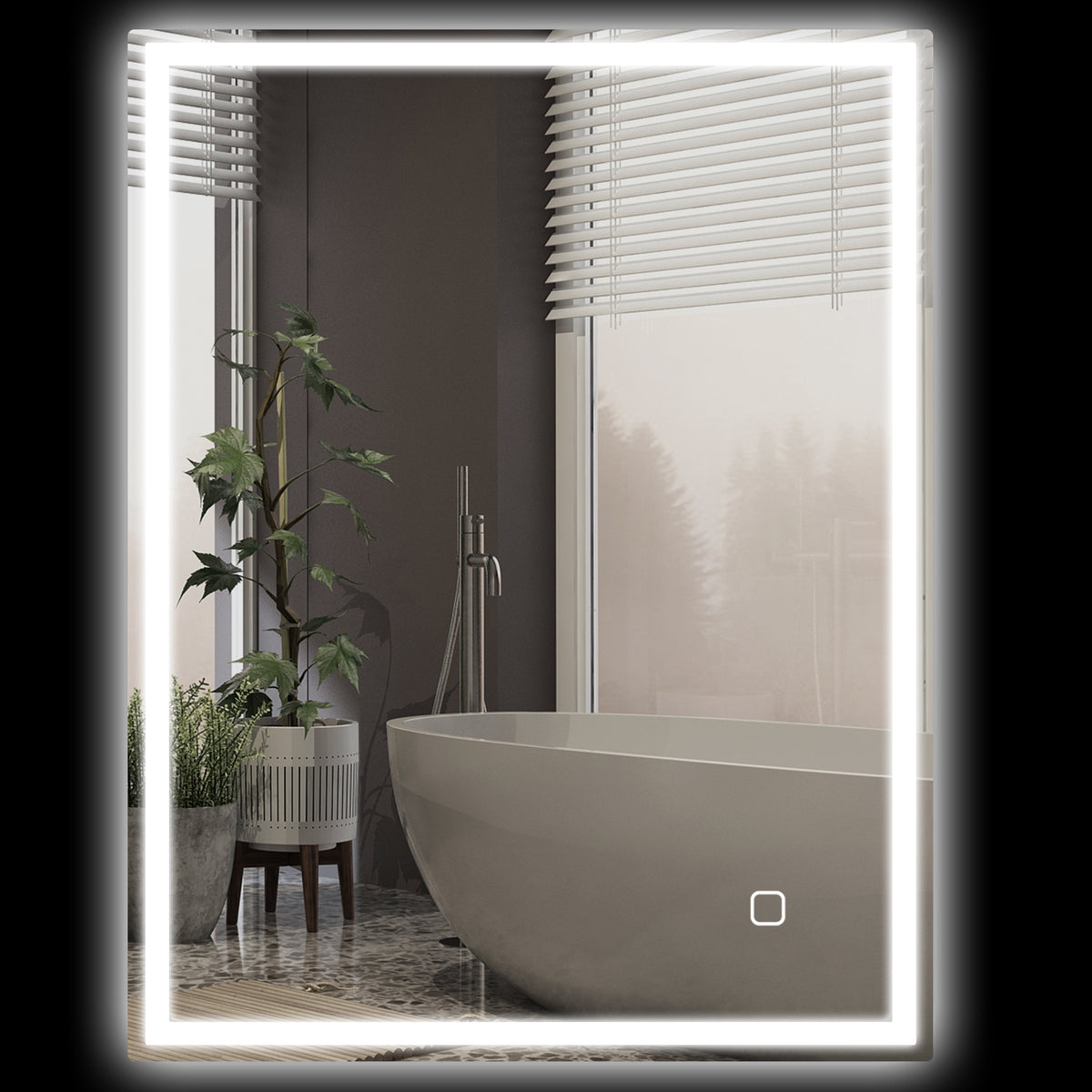 90 x 70cm LED Bathroom Mirror with Lights, Dimmable Makeup Mirror, Vanity Mirror with 3 Colour, Smart Touch, Anti-Fog