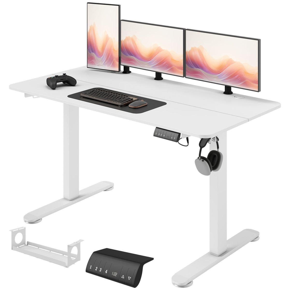 Stehpult höhenverstellbarer Computertisch Schreibtisch, 140 cm x 70 cm x 116 cm, Weiß