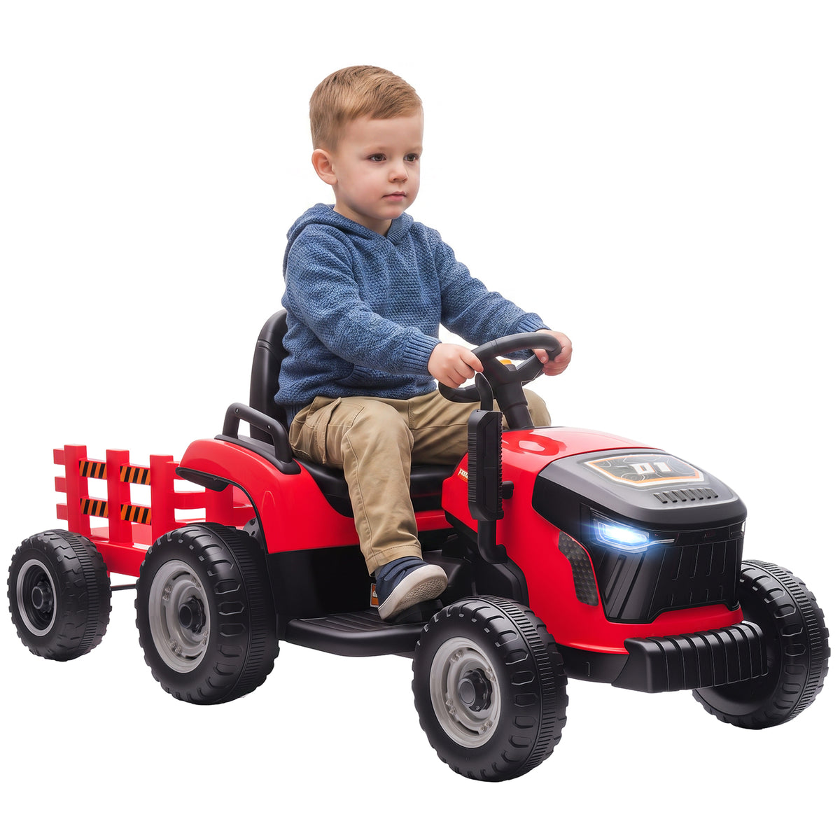 Elektrischer Kindertraktor, Aufsitz-Traktor mit Fernbedienung, Soft-Start, für Kinder im Alter von 3-8 Jahren, Rot