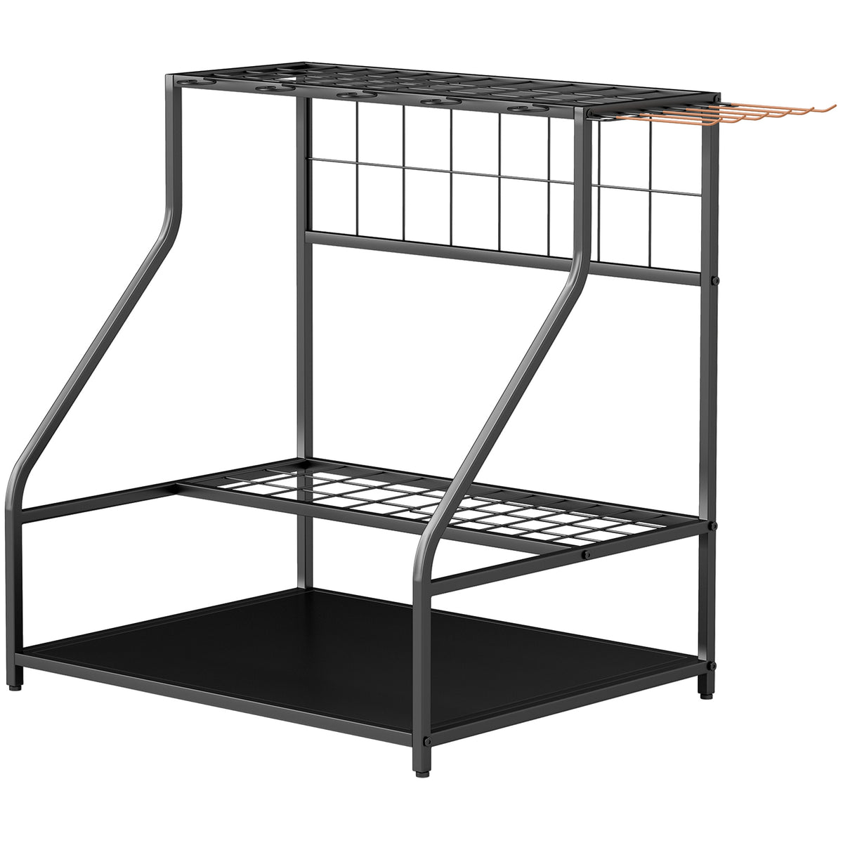 Garden Tool Storage Rack, 3-Tier Garden Tool Rack with 11 Hooks for Long-Handled, Broom, Shovel, Rake, Holds 20 Tools