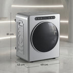 5kg Ablufttrockner, 1000W Kompakter freistehender Frontlader-Wäschetrockner mit Edelstahltrommel, Timer, Silber