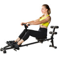 Rudermaschine, Ruderger?t f¨¹r Situps, 12-stufig verstellbar, 2-in-1 Kardioger?t, LCD-Anzeige, Stahl, Kunststoff, Schwarz