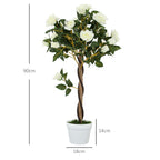 Set of Two Faux Rose Trees - White