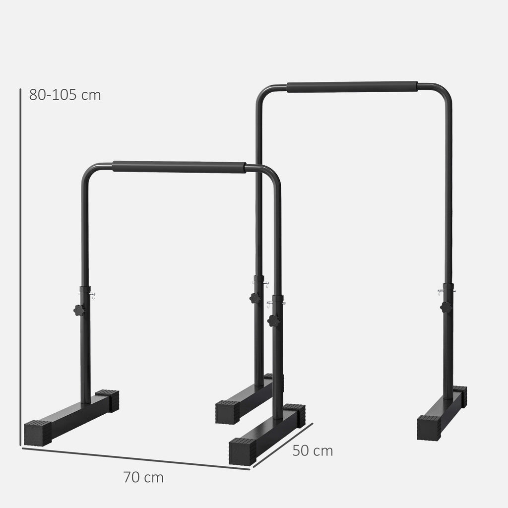 Dip-Station, h?henverstellbar 80-105 cm, leicht, rutschfest, bis 120 kg, Stahl, Schwarz