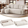 Schlafsofa mit Umkehrbarer Chaiselongue, L-förmiges 3-Sitzer Sofa aus Veloursbezug, Cremeweiß