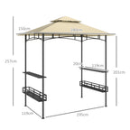 Grill-Zelt, BBQ-Zelt, Gartenpavillon mit 2 Regalen, Aufbewahrungskörbe, Haken, für Terrasse, Beige