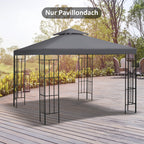 3(m) Gazebo Top Cover Double Tier Canopy Replacement Pavilion Roof Deep Grey
