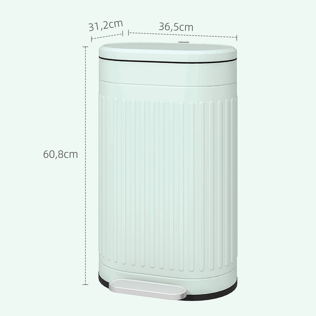 30L Metal Kitchen Bin, with Soft-Close Lid - Light Green