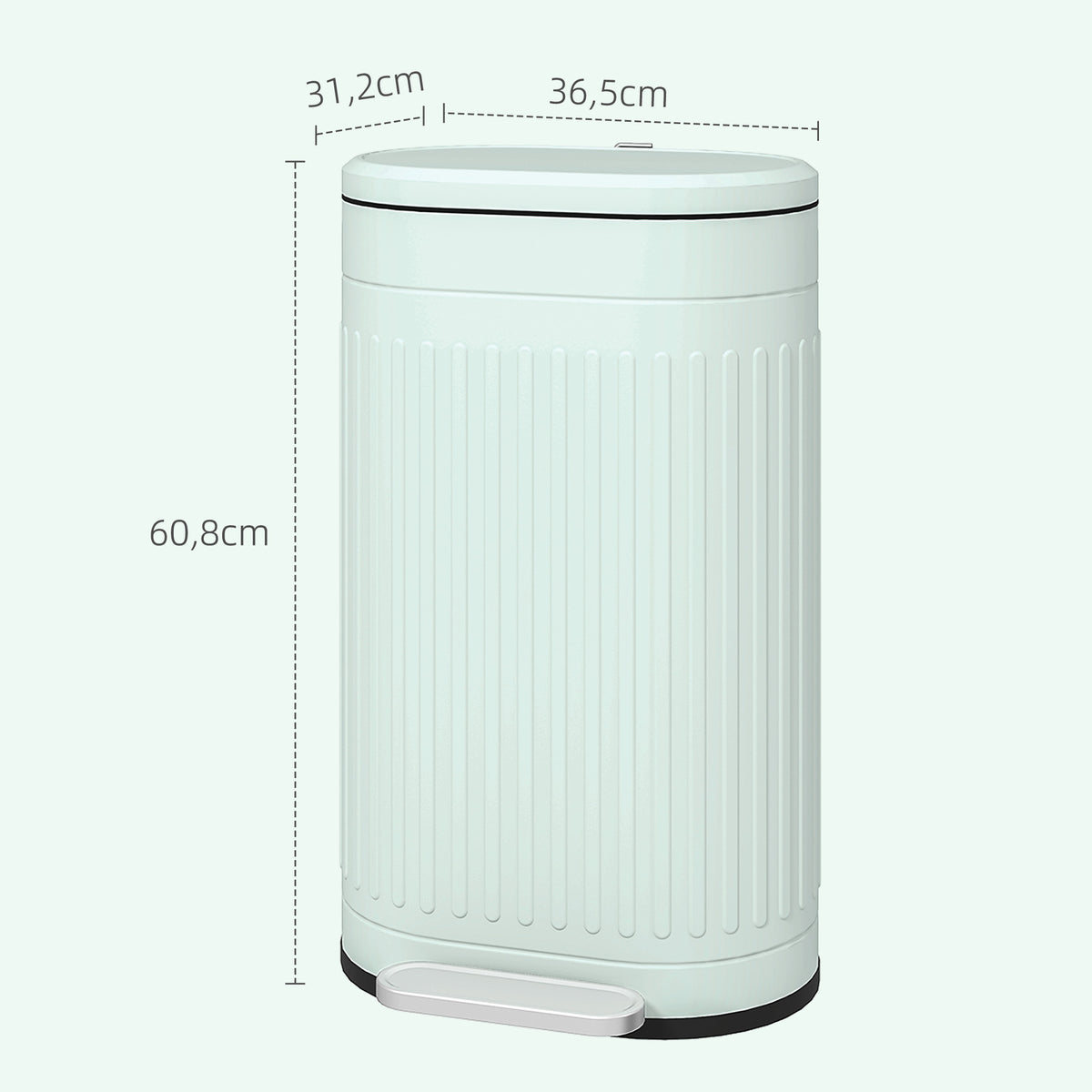30L Metal Kitchen Bin, with Soft-Close Lid - Light Green