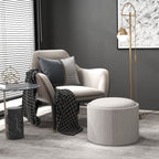 Hocker Polsterhocker, Leinen, versteckter Stauraum, umkehrbarer Deckel, 56cm x 56 cm x 42 cm, Hellgrau + Natur