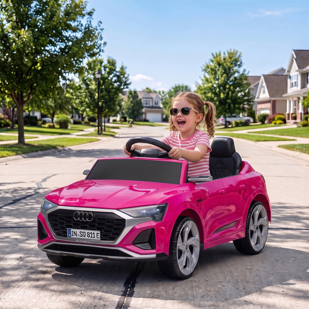Kinder Elektroauto 12V Kinderauto mit Fernbedienung 2 Motor Sanftanlauf 4-Rad-Federung LED-Scheinwerfern Hupe Musik