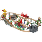 100 Piece Wooden Train Set for Kids 3+ Years with Track, Crane, Battery Operated Train