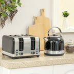 Wasserkocher- und Toaster-Set, 7 Br?unungsstufen, 1,7 L, Kunststoff, Edelstahl, Schwarz
