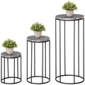 Blumenständer 3er Set aus Metall Pflanzenständer Set in Marmoroptik Blumenhocker Blumentopfhalter Stapelbar Pflanzenhocker für Blumentopf Schwarz+Grau