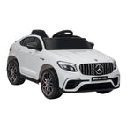 Kinder Elektroauto 12V Kinderauto mit 2,4 G Fernbedienung, 2 Motor, Kinderfahrzeug mit Hupe, Musik, Sicherheitsgurt, Elektrofahrzeug für 37-60 Monate Kinder, Weiß