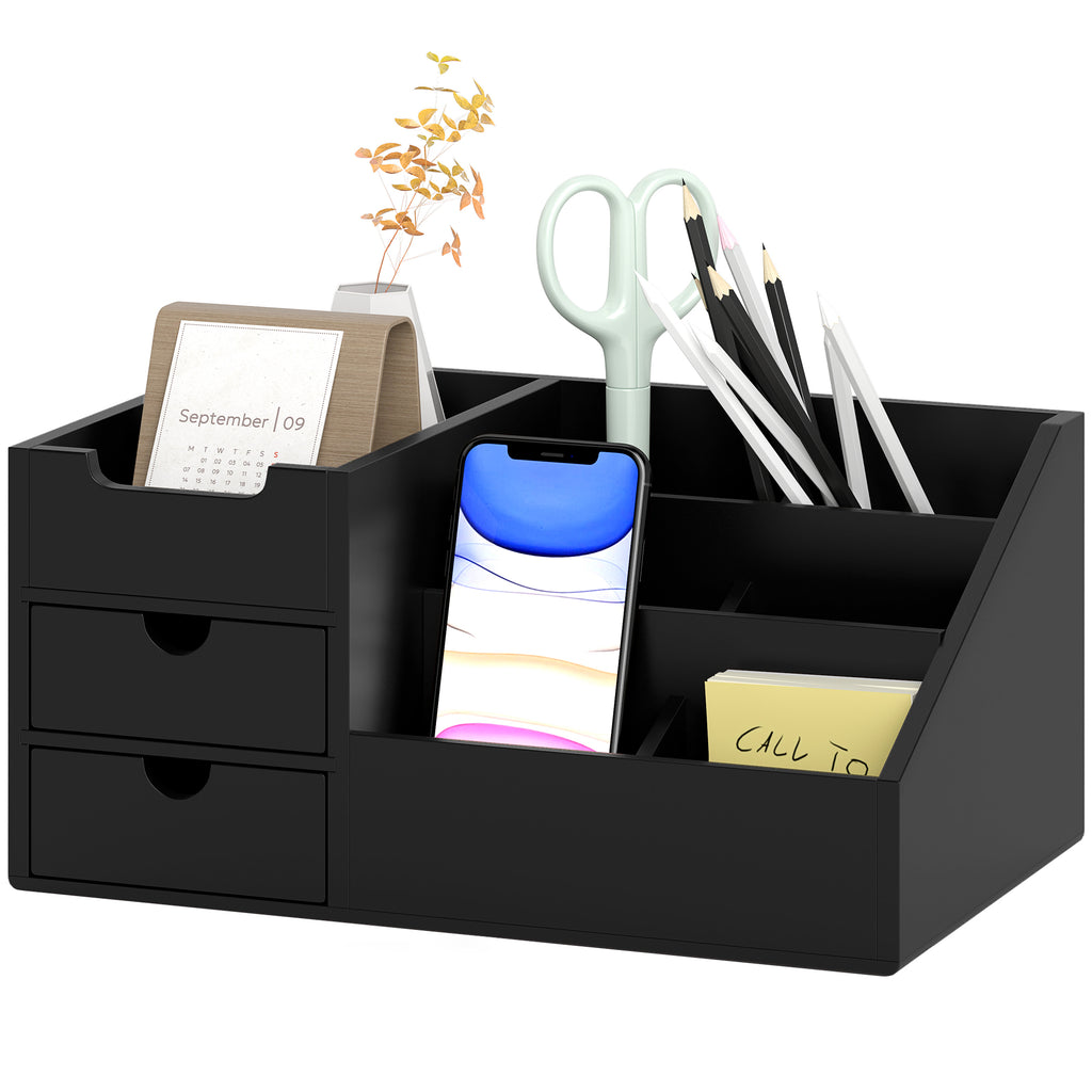 Schreibtischorganizer 2 Schubladen Aufbewahrungsbox Büro Box Organisation Schwarz 33 x 20,5 x 15,5 cm