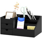 Schreibtischorganizer 2 Schubladen Aufbewahrungsbox Büro Box Organisation Schwarz 33 x 20,5 x 15,5 cm