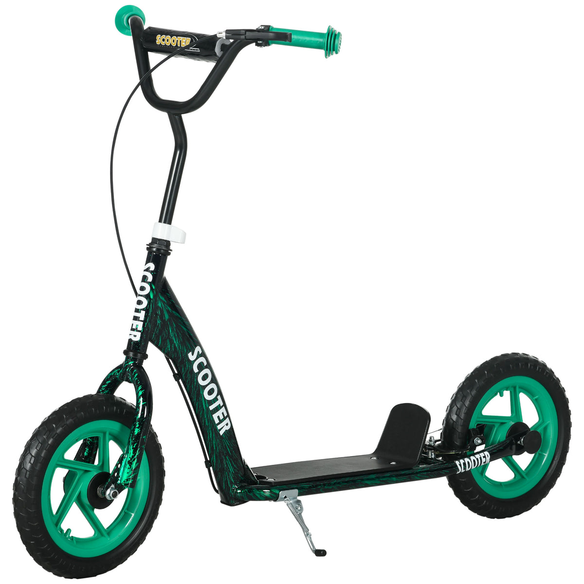 Kids Scooter with Adjustable Handlebar, Children's Kick Scooter with Non-slip Footplate, Rear Brake, Kickstand, Green