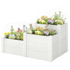 Hochbeet 3-stufig Stapelbar Gartenbeet mit Offenem Boden, modulares Kräuterbeet DIY Montage Kunststoff
