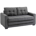 Schlafsofa Klappsofa 2-Sitzer Stoffsofa Bettsofa Sofa mit Schlaffunktion Sofagarnitur Leinen-Touch Gummiholz Grau 147,5 x 75 x 85 cm