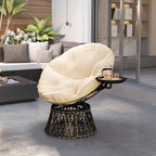 Papasansessel Rattan 360° drehbar Korbsessel mit Kissen Durchmesser 90 cm runder Beige