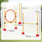 Agility Set Hunde 3-teiliges befüllbar Agility-Ausrüstung für Hundetraining Steckhürdenset mit Slalomstangen
