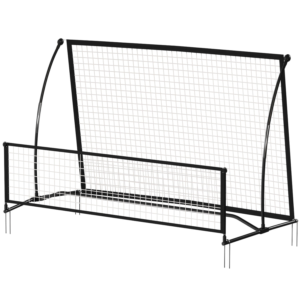 Rebounder für Fußball, 2-in-1 Zweiseitig Faltbar Prellwand mit Rückprallwand Netz, 200 x 94cm, Schwarz