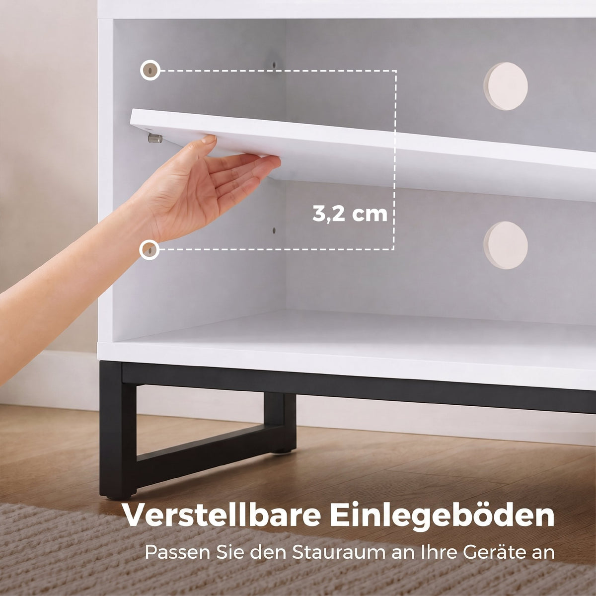 TV-Schrank für Fernseher bis 55 Zoll, Modernes TV-Lowboard, Weiß