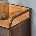 Kommode Schrank mit 7 Schubladen aus Leinen Schubladenschrank mit Metallrahmen für Wohnzimmer, 80x29x78,5 cm