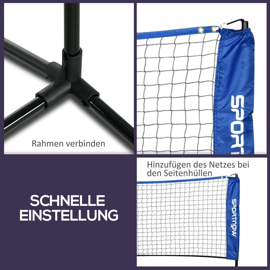 Badmintonnetz Set Faltbares Volleyballnetz 103/120/155H cm Blau
