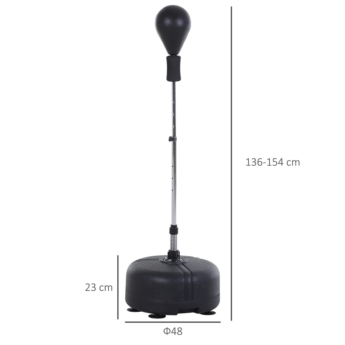 Punchingball Set 136-154 cm Höhenverstellbar Boxstand mit 1 paar Handschuhe Saugnapf Boxen Standbox-Trainer für Erwachsene und Jugendliche Schwarz