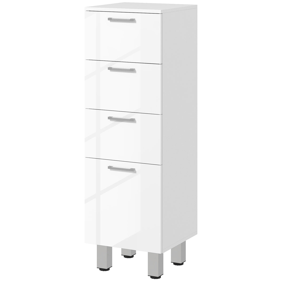 Badezimmerschrank, Badschrank, 4 Schubladen, Spanplatte, glatt, Wei?