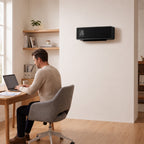 Wandmontierter 2000W Keramik Elektroheizer, Ventilator, Thermostat, Timer, Fernbedienung, Glaspaneel, Schwarz