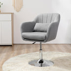 Drehstuhl, höhenverstellbarer Bürostuhl, leinenartiges Polyester, Metall, 60 x 60 x 79-91 cm, Grau