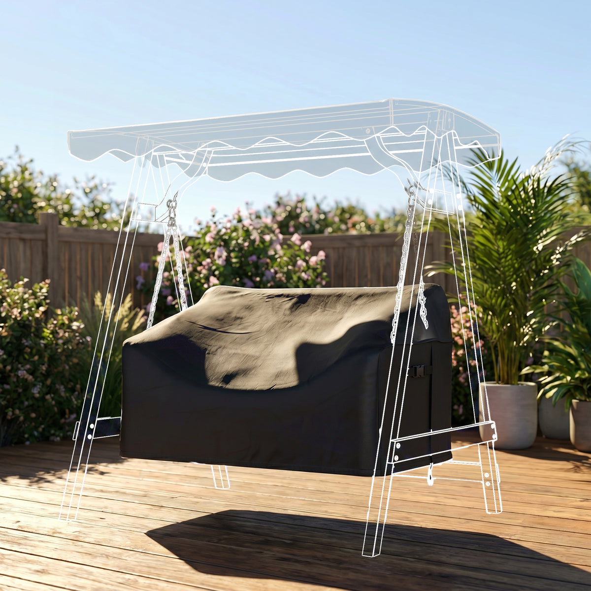 2-Sitzer Gartenschaukel-Abdeckung, wasserdichte Schutzhülle, winddicht und UV-beständig, 420D Oxford-Stoff