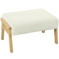 Sitzhocker Hocker mit weichem Sitzkissen Holzbeinen Fu?hocker mit Cordoptik Cremewei?