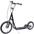 Roller Kinderroller mit Luftreifen Handbremse, 16 Zoll Tretroller Höhenverstellbar Kickscooter für Jungen und Mädchen ab 5 Jahre Kickboard Cityroller Kinder Scooter Schwarz