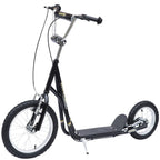 Roller Kinderroller mit Luftreifen Handbremse, 16 Zoll Tretroller Höhenverstellbar Kickscooter für Jungen und Mädchen ab 5 Jahre Kickboard Cityroller Kinder Scooter Schwarz