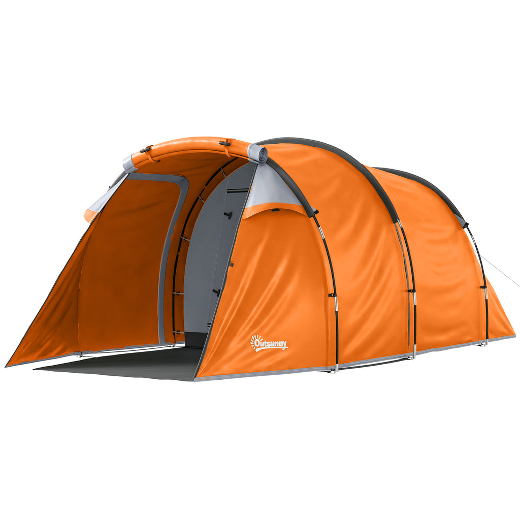 Tunnelzelt für 2 Personen, Campingzelt mit Vorraum Lampenhaken 2000mm Wassersäule Orange