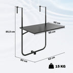 Balkontisch, f¨¹r Gel?nder 6-15cm Dicke, verstellbar, rostfreies Metall, 62x60x85,5cm, Schwarz