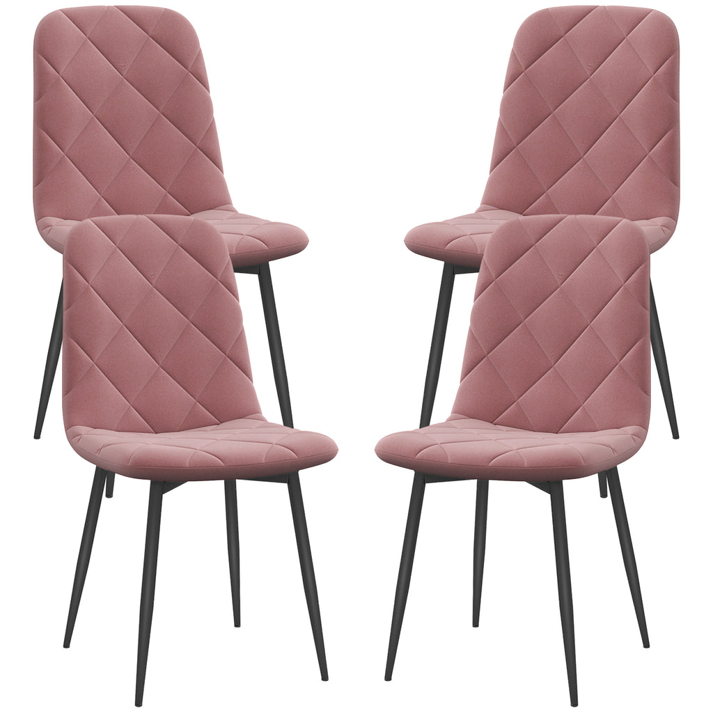 Esszimmerstühle 4er Set Küchenstuhl mit Rückenlehne, Samtoptik, Sessel 45 x 54 x 87 cm Rosa